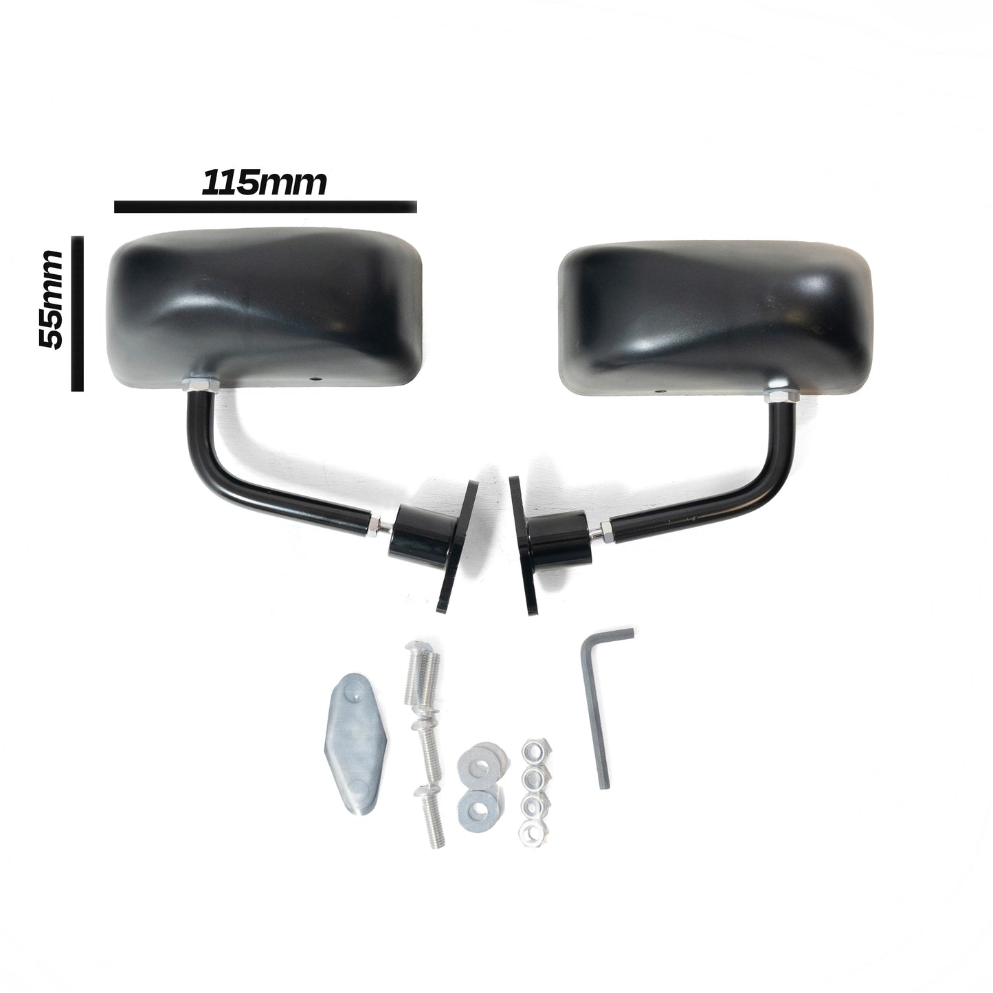 SPA Style Formula F1 Wing Mirror Black Convex - Pair