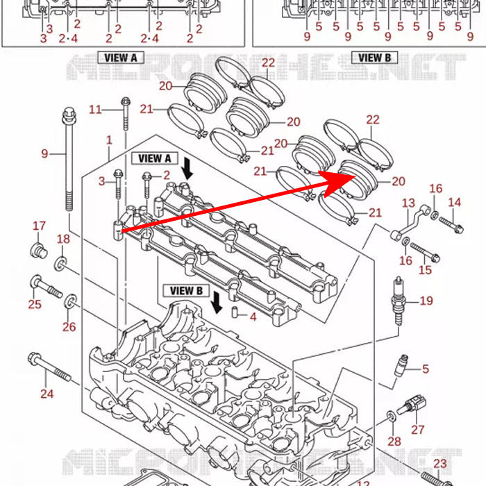 Suzuki Hayabusa GSX-1300R Gen 3 (2020-2025) Head to Throttle Body Rubber (Each)