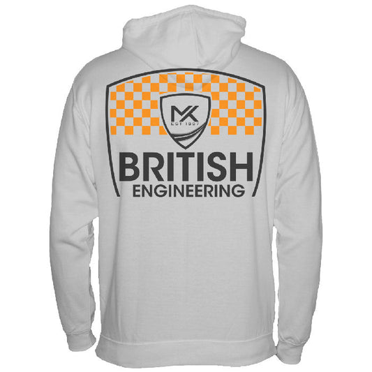 MK British Engineering Hoodie Grey Orange Print
