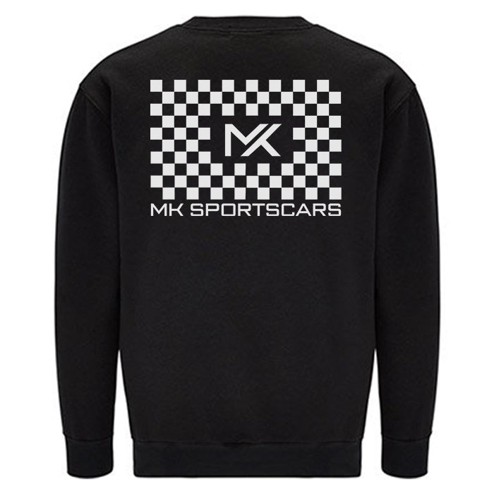 MK Chequered Flag Sweatshirt Black (White Print)