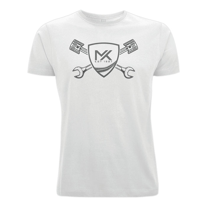 MK Sportscars Piston T-Shirt White (Black Print)