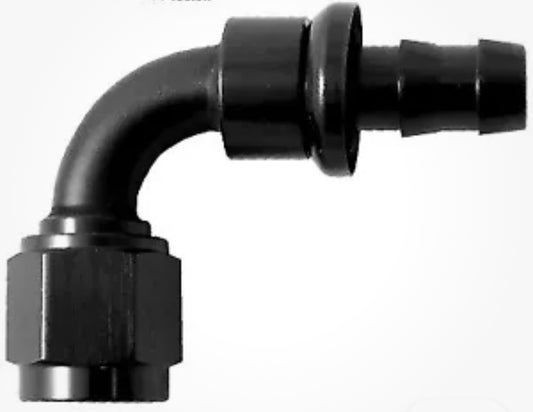 AN -6 (6AN AN6) 90 Degree 8mm 9/16" Barb Push on Fuel Fitting