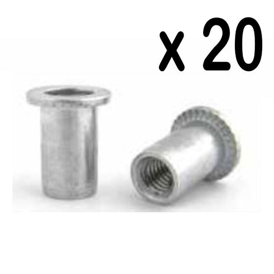 Rivet Nut Flanged Aluminium (Pack Of 20)