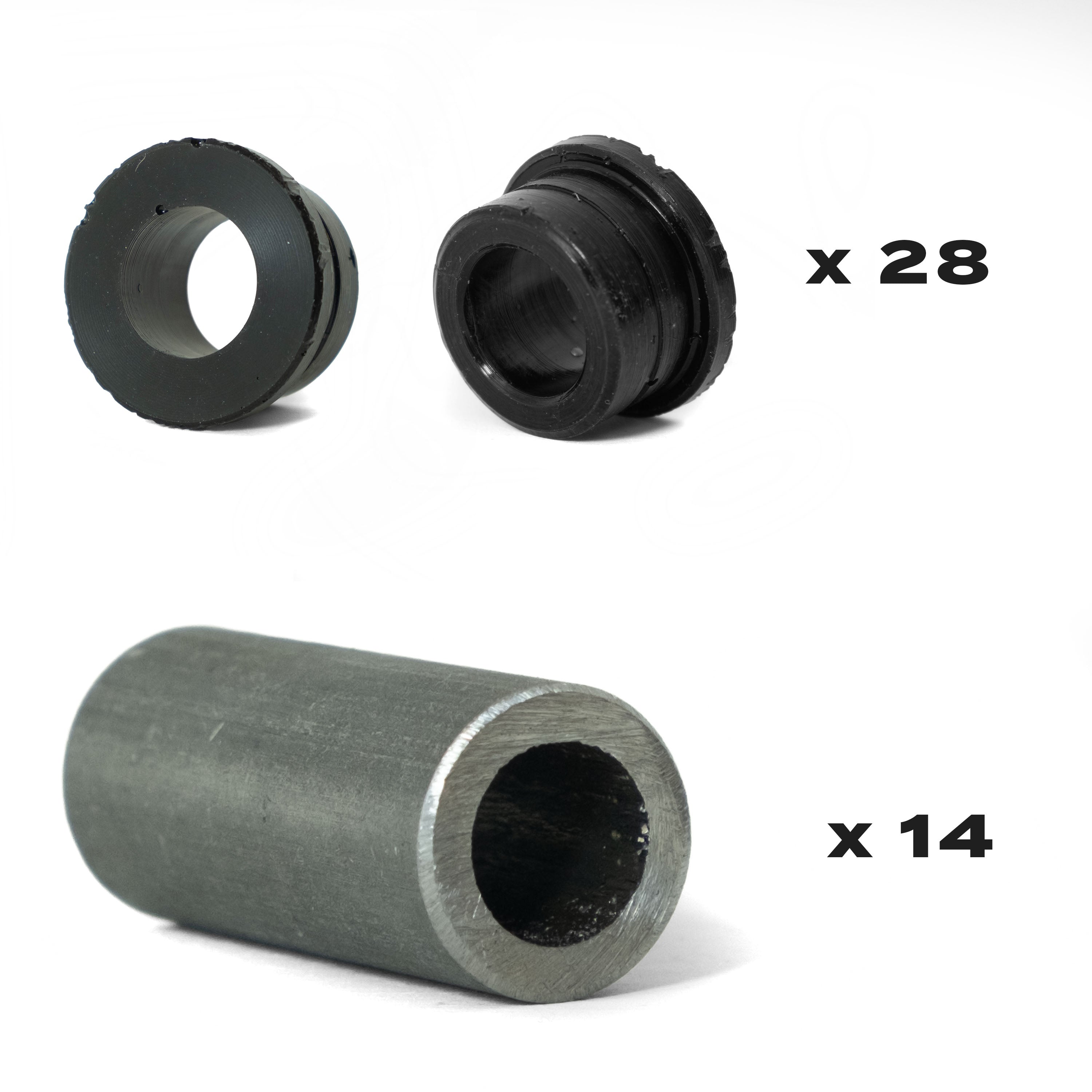 Poly Bush Set MK Indy Front (28 Halves and 14 Crush Tubes) - Black – MK ...